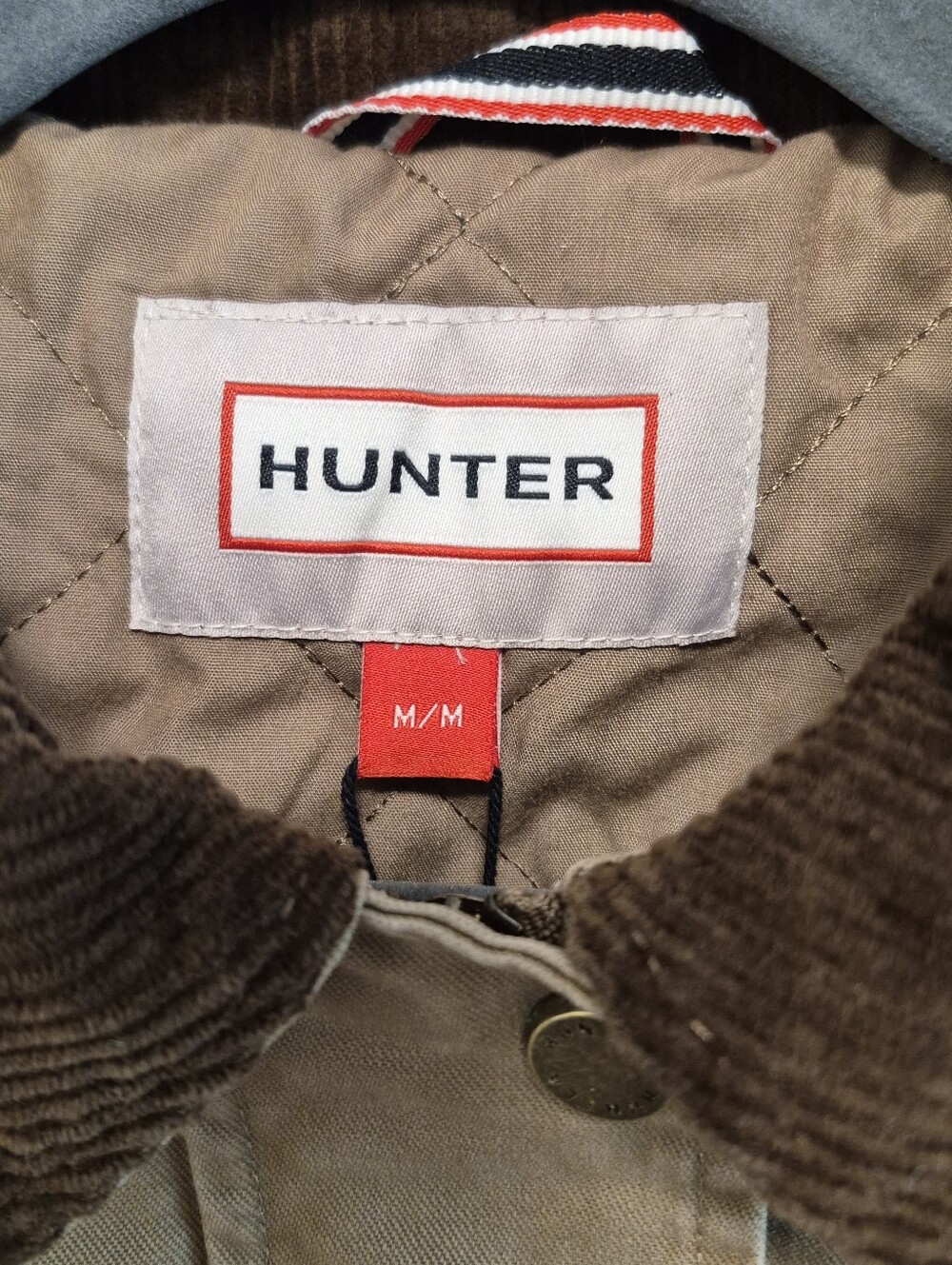 Hunter Barn Jacket Tan Canvas Corduroy Collar Boxy Oversized Women Sz M $149 NWT - Picture 12 of 16